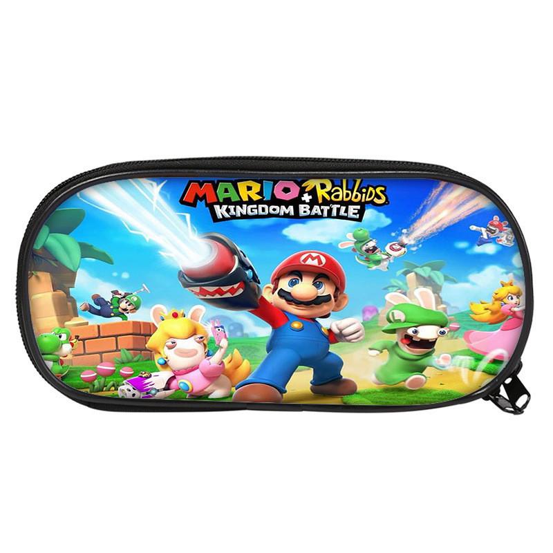 Super Mario Bros Pencil Case For Students Nylon Storage Bag Large Capacity Organizer