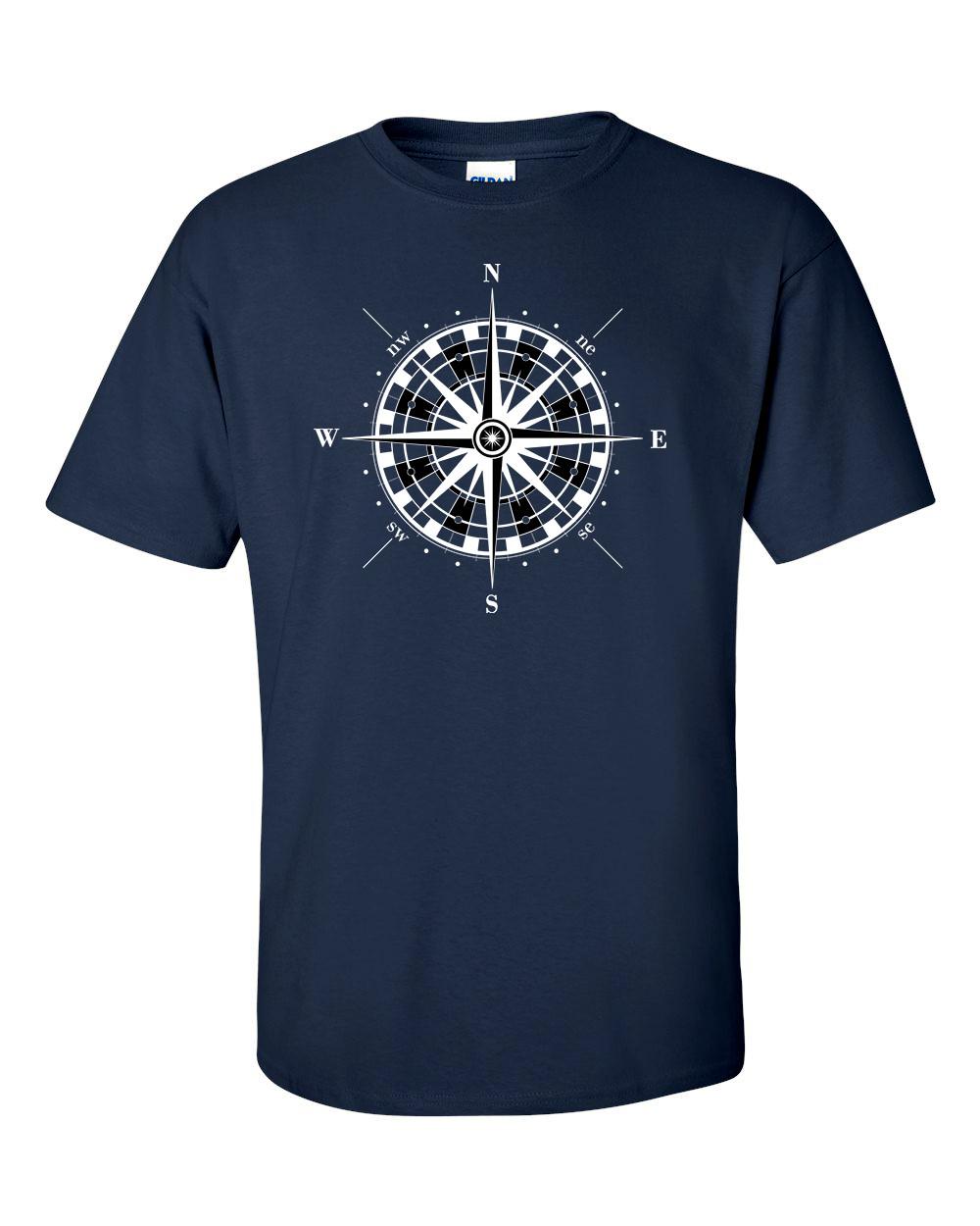 Nautical Marine Compass T-shirt Rose Sailing Shirt L
