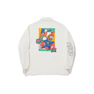 Li Ning Pablo Ientile Collaboration Cartoon Pattern Printed Polo Neck Loose Sports Jacket Men Jacket Off-White AFDU253-3