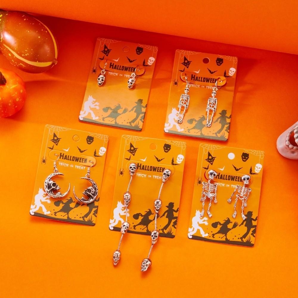 Metal Halloween Earrings Skeleton Skull Dangle Earrings Fashion Ghost Ear Studs Party