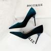 Women's Fashion Thickened Suede Banquet High Heels Shallow Mouth Pointed Single Shoes