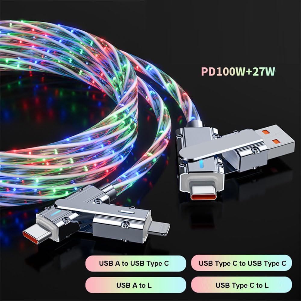 Starry Sky Multi-functional Four-in-One Charging Cable with Seven-Color Car Atmosphere Light