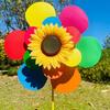 Sunflower Pinwheel 3-Tier Sunflower Garden Wind Spinner Ground Insert Yard Decor Windmill for Patio Lawn Decoration