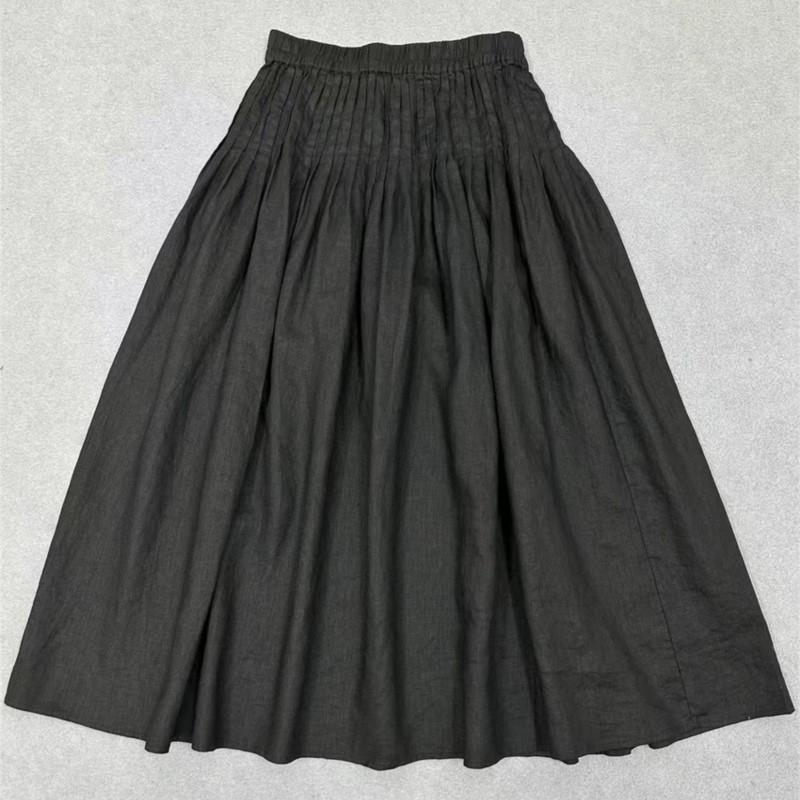 Johnature Japanese Pressed Drawstring Skirts Spring Summer Casual Versatile All Match Women Skirts