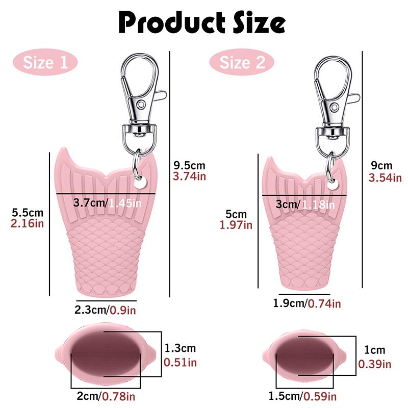 Fishtail Style Silicone Keychain Cap Lip Gloss Accessories Portable Durable Holder Keychain Compatible For Lipstick Storage Cap