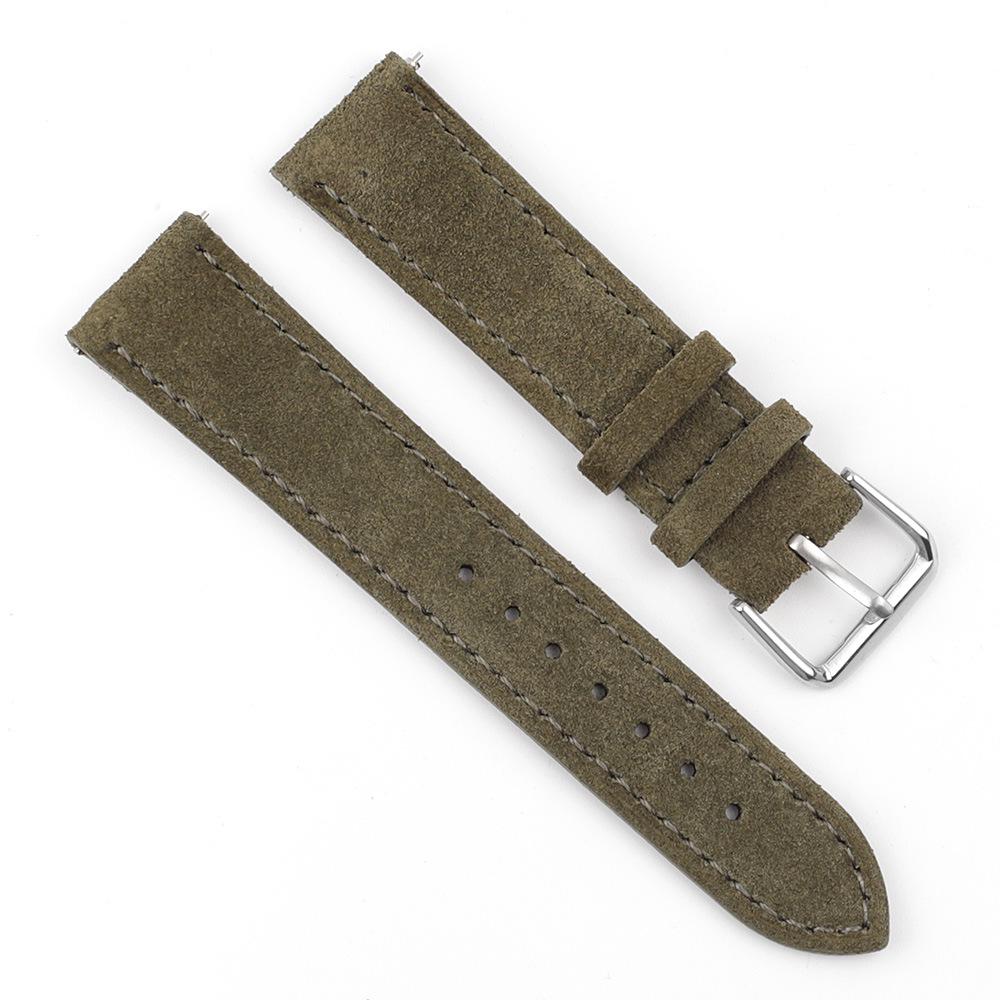 

Genuine Suede Leather Quick Release Watch Strap 18-24mm Cowhide Stitched Accessories 24mm