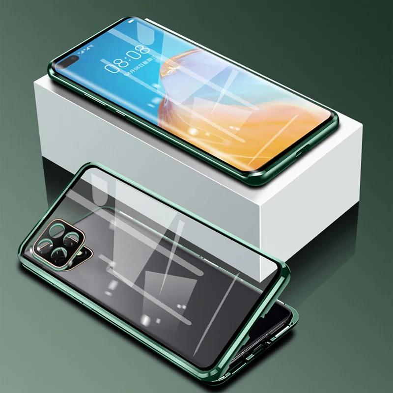 Coque de téléphone magnétique en métal pour Poco F7 Ultra X7 X6 F6 F5 Pro C75 M7 5G Housse en verre trempé double face Protection d'objectif Coques