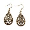 Filigree Teardrop Dangle Earrings Vintage Boho Leaf Drop Earrings For Women Ethnic Retro Jewelry