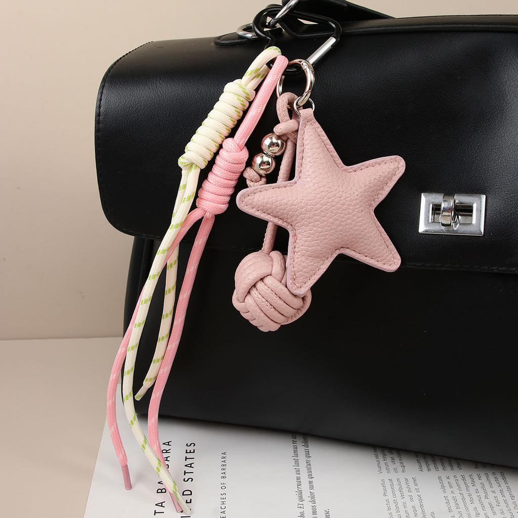 Original leather star Medra premium handmade rope knot keychain pendant pentagram bag pendant