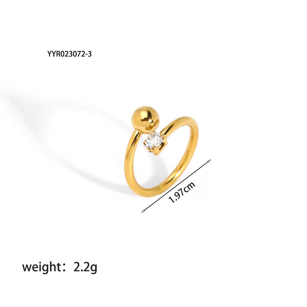 Elegant Gold Round Bead Titanium Steel Adjustable Ring