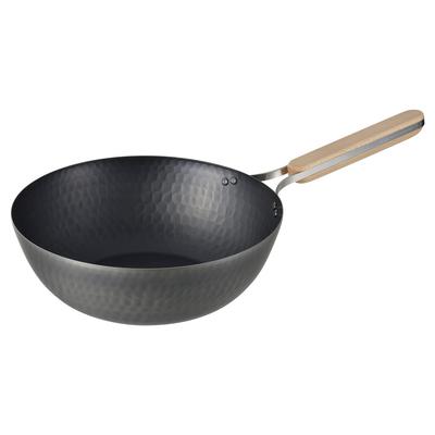 Tsubame Sanjo Iron Wok 26cm IH Compatible Gas Frying Pan Wok Pan Wooden Handle Made In Japan Enzo EN-012