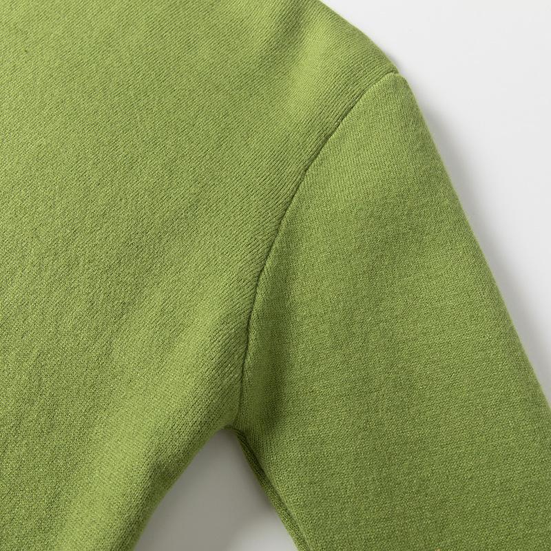 Winter Women's Knitted Sweater With Added Velvet And Thickening  Solid Color Semi High Neck Pullover Sweater