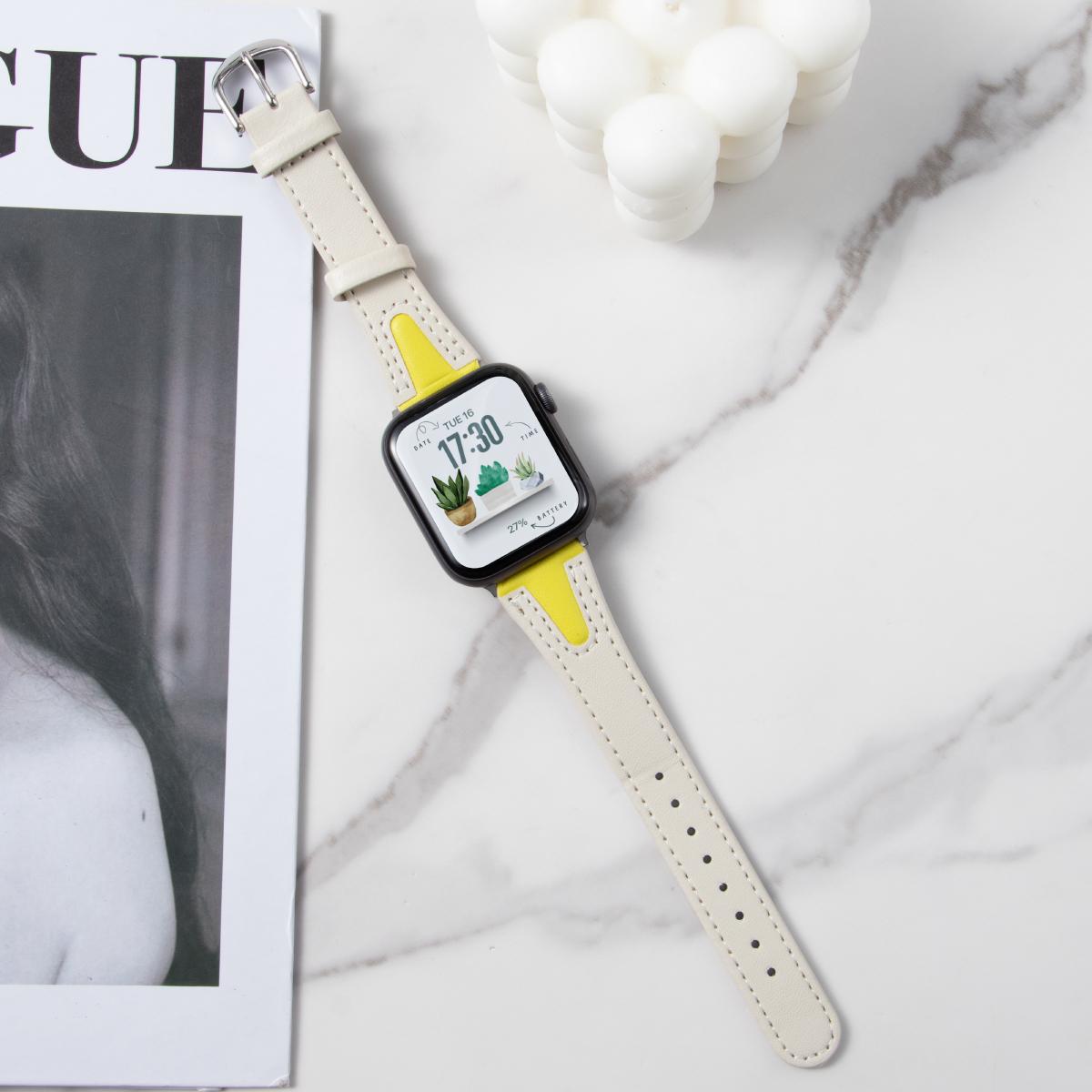 

Двухцветный тонкий ремешок для Apple Watch Ultra 3/2 49 мм 38 мм 41 42 45 мм 46 мм Кожаный ремешок для Iwatch S11 10 9 8 7 6 5 Спортивный браслет 38-40-41