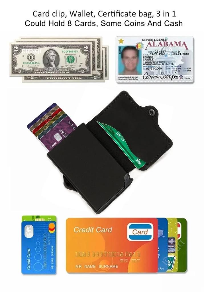 Schlanker Visitenkartenhalter Herren Geldbörse Metall Rfid Smart Wallet Dreifach Pop-Up Hülle Bank Kredit Visitenkartenhalter Visitekaarthouder