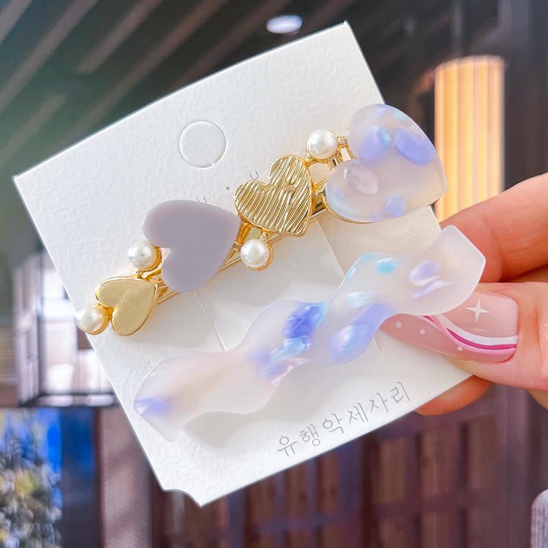 

Набор из 2/3 заколок для волос Геометрические ацетатные заколки-сердечки для женщин Модная бижутерия Заколки для девочек Повседневная укладка Аксессуары для волос