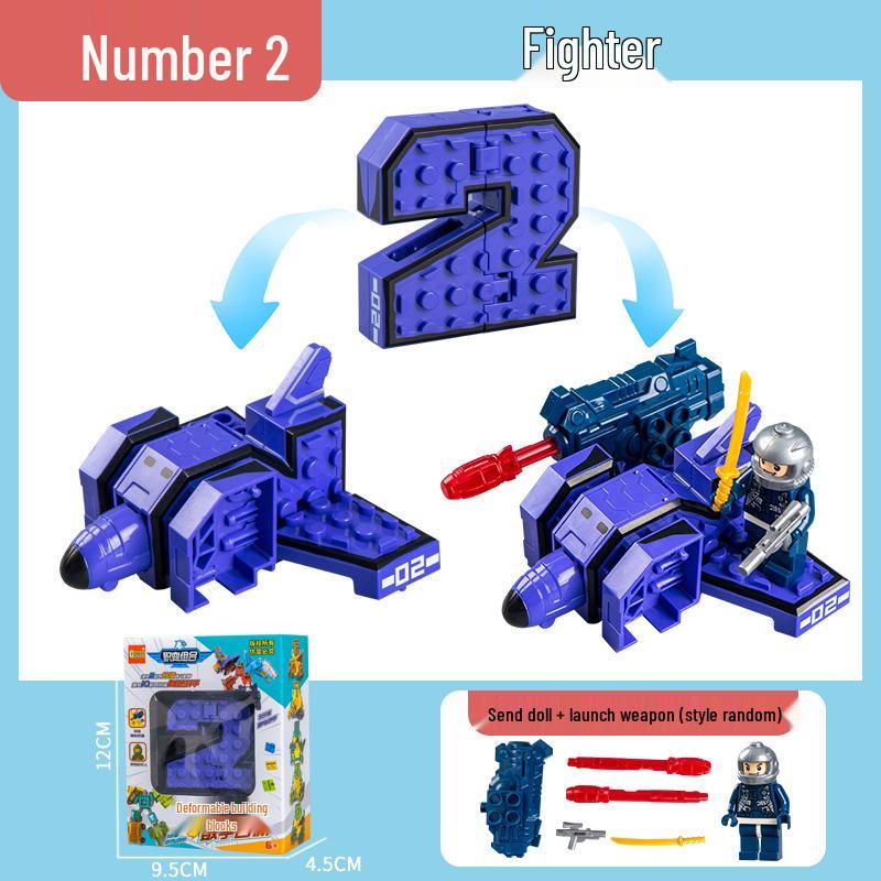 Large Kids' Number Symbol Transforming Robot Car Toy Set