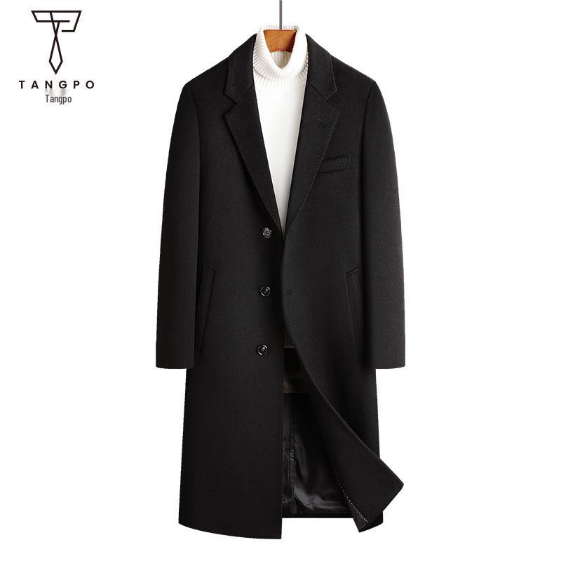 

Мужской тренч высокого класса: 71,5% шерсть с приталенным кроем и съемной подкладкой из 90% утиного пуха для осени/зимы L чёрный