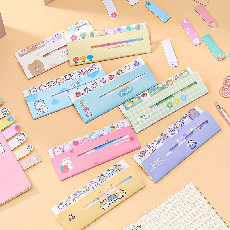 2PCS/ set of cartoon animal row station post-it notes, cute ins girl heart index stickers, learning memos N sticky notes