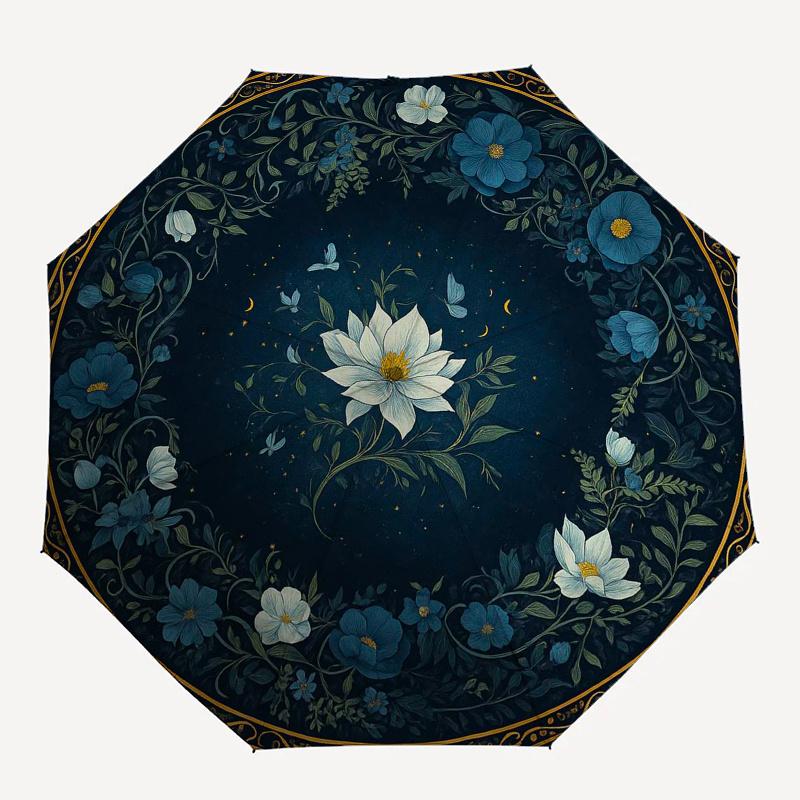 Enchanted Garden: A Whimsical Floral ArtworkUmbrella, Portable 3-Fold Umbrella for Men & Women,Christmas Gift ES364