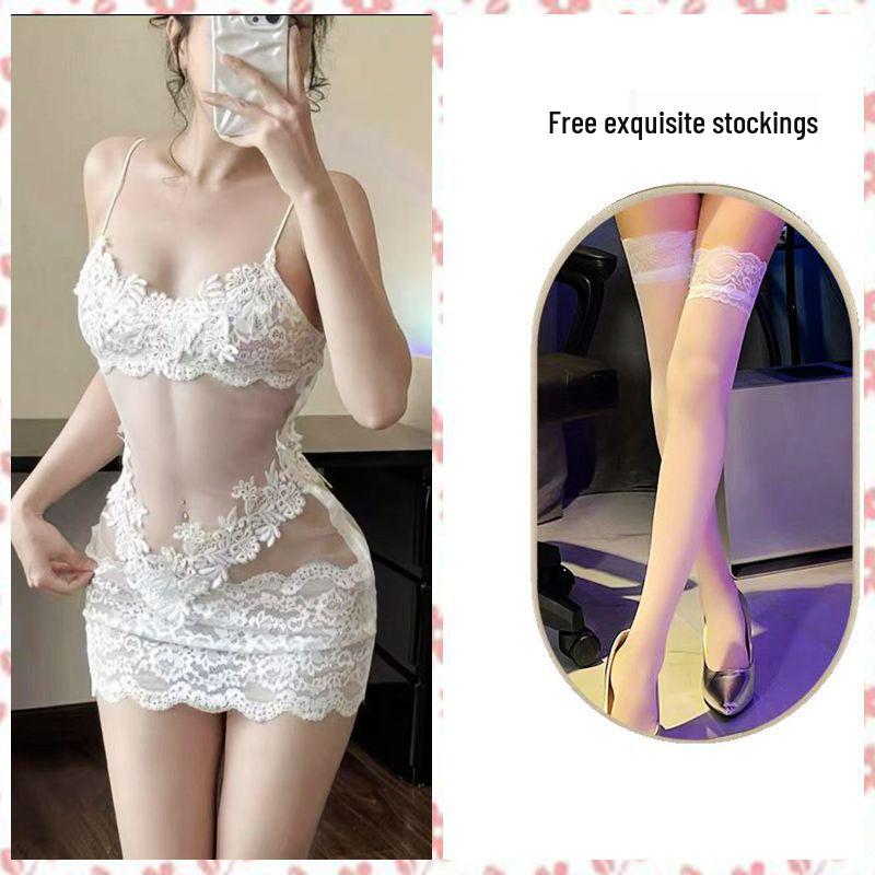 

Новая пижама-слинг, облегающая бедра: Соблазнительный стиль с кружевной отделкой для зрелой, сексуальной элегантности M (recommended for 120 jin)