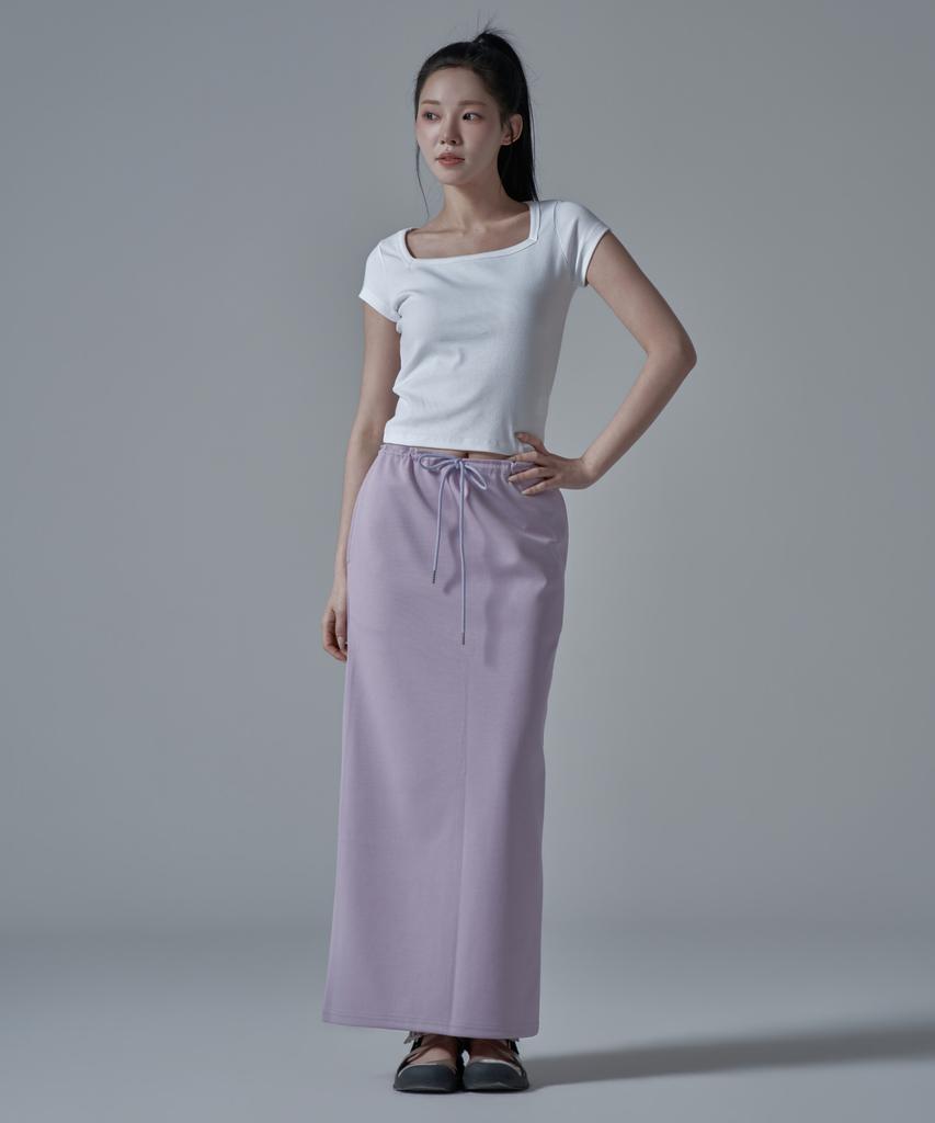 WAARFORWOMAN Wsk-04 String Banding Long Skirt_Lavender