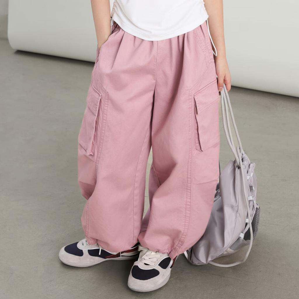 LUSON Chen Da Zhu Children's Clothing, Girls' Cargo Pants, New Style for Older Kids, 2025 New Trendy Loose-Fitting Sports Pants for Girls