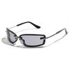 Y2k Retro Small Square Sunglasses for Women Fashion Rimless Transparent Wrap Around Gradient Shades