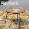 Folding Barbecue Stove Outdoor Camping Tea Boiling Stove Wood Grain Round Folding Table Picnic BBQ Stove