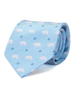 [COLORATA] Colorata Polar Bear Tie (145 X 8.5cm  Light Blue  Dot  100% Silk  Jacquard Weave) Animal Polar Bear Polka Dot  Animal Gift Present