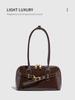 Hot Girl Vintage Leather Handbag Women Autumn 2025 New Spacious Luxe Design Bowling Bag Ladies Fashion Underarm Shoulder Purse