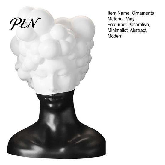 Niche Decorative Crafts Modern Abstract Bust Statue, Man Portrait Sculpture, Minimalist Black And Unique Curly Hair Statue White Art Ornament for Home