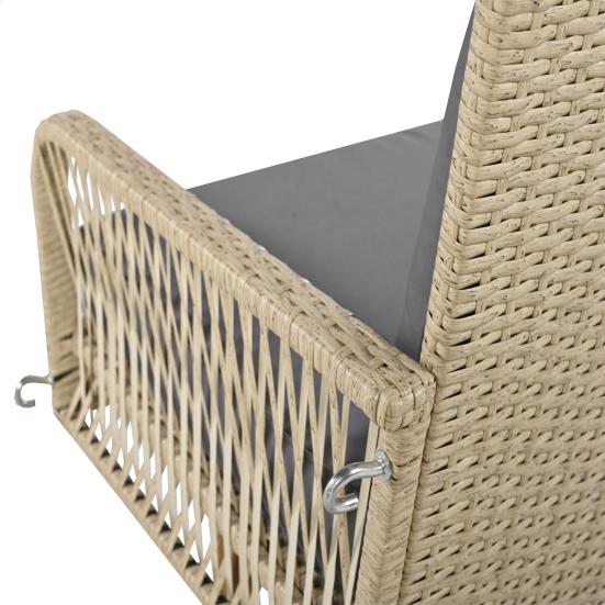 1 Set Garden Hanging Swing Two Seats Elastic Bounce Cushion Heavy Duty Chain Great Load Bearing Rattan