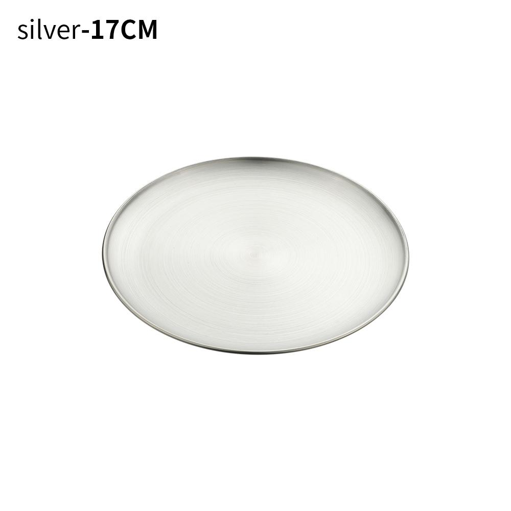 Stainless Steel Tableware Gold Silver Cake Dessert Metal Dining Disc Shallow Tray Bone Spitting Dish Round Plate