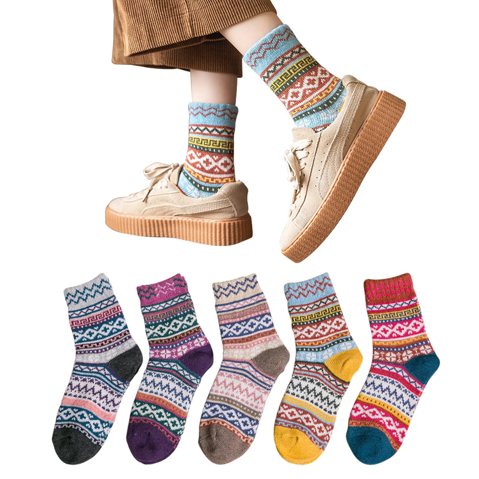 

WindTour Winter Thick and Warm for Fall and and Perfect for Hiking and Sports Women s Socks, Winter, Colorful, Breathable, Stretchy, Comfortable,