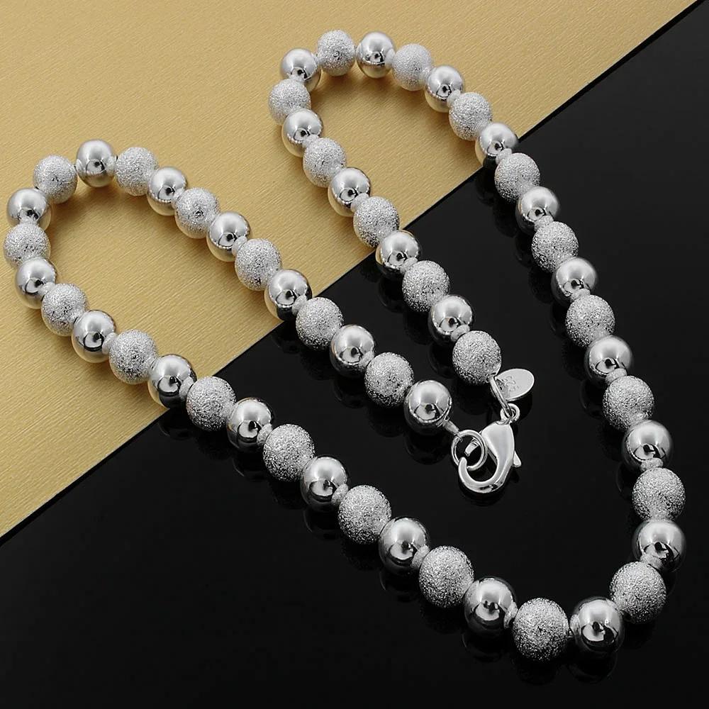 Originalität 8MM Matt Glatte Perlen 925 Sterling Silber Halsketten für Frau Mode Modeschmuck Hochzeit Feiertagsgeschenke Party