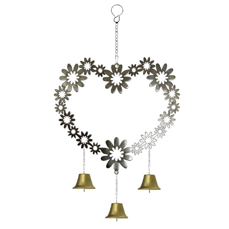 

Elegant Love Wind Chimes For Exterior Decoration Displaying Iron Floral Heart Shape Wind bells Valentines Day Gift 1