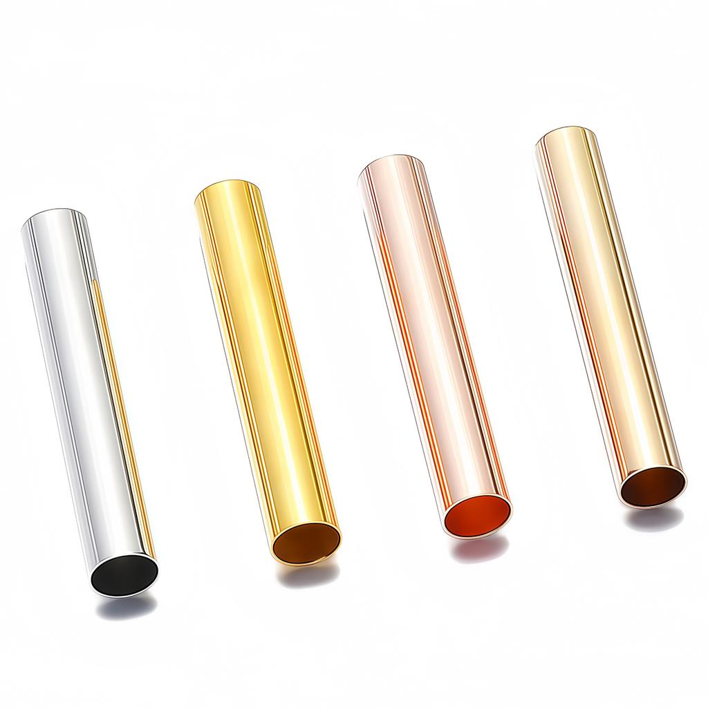 50/100PCS Copper Hollow Tube Spacer Beads Connectors Straight Bead for DIY Bracelet Necklace Jewelry Making Finding Accessories