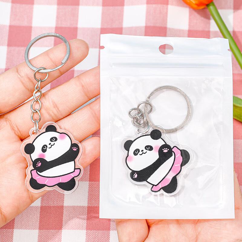 Cartoon Acrylic Panda Keychain Set