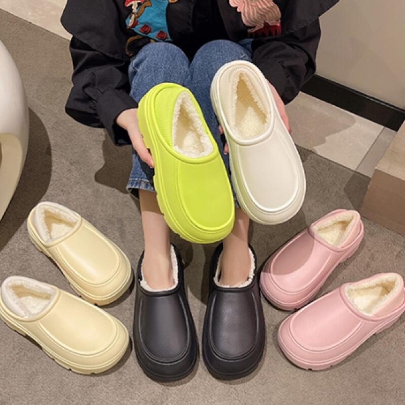 Waterproof fur-lined slippers for women in 5 colors Black 235-240