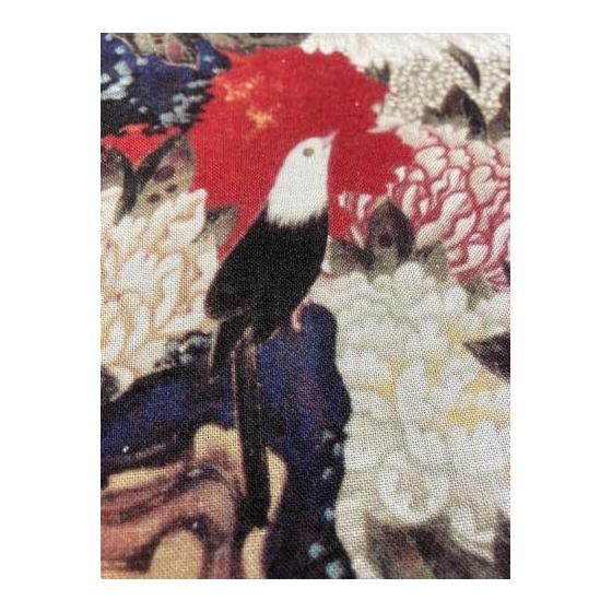 Ukiyo-e Tenugui Towel - Ito Jakuchu Peony and Small Birds Design - 100% Cotton - Premium Japanese Tokka Fabric - Fine Threads for Vivid Pattern