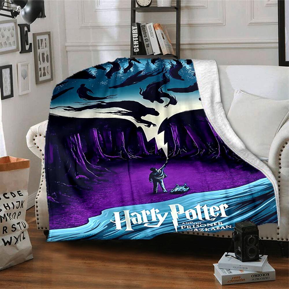 1pc Harry Potter Flannel Throw Blanket - HD Printed Lightweight Soft Warm All-Season Blanket for Sofa, Bed, Travel, Camping 095