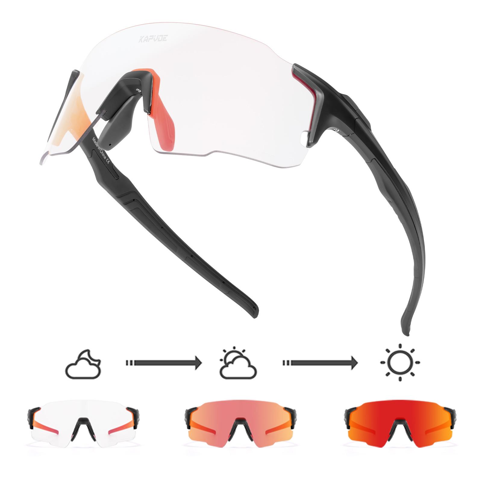 

kapvoe New Color-Changing Cycling Glasses with a Technological Appearance, Sports Outdoor Glasses, Anti-Glare, Windproof, Eye Protection TK92-PH-RE-1L-01