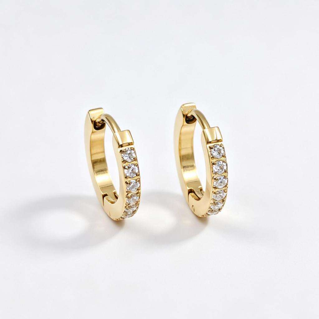 Women's Zirconia Inlaid Titanium Steel Earrings - Fashionable Hoops and Classic Studs