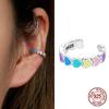 WOSTU Real 925 Sterling Silver Rainbow Heart Mono-Ear Cuff for Women Fashion Colorful Ear Clip Fine All-match Jewelry 1 Piece