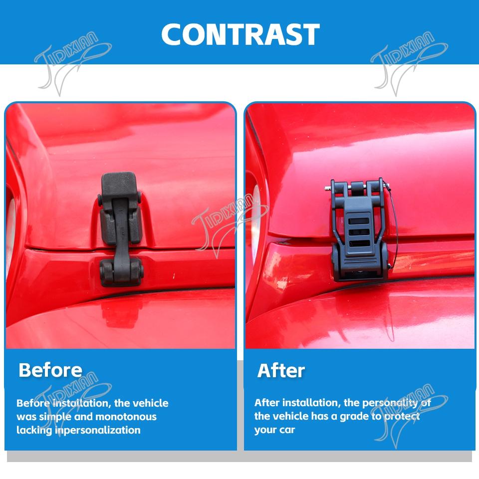 JIDIXIAN Car Engine Hood Buckle Accessories Fit for Jeep Wrangler JK 2007-2017 Direct Replacement for Original Hood Latches