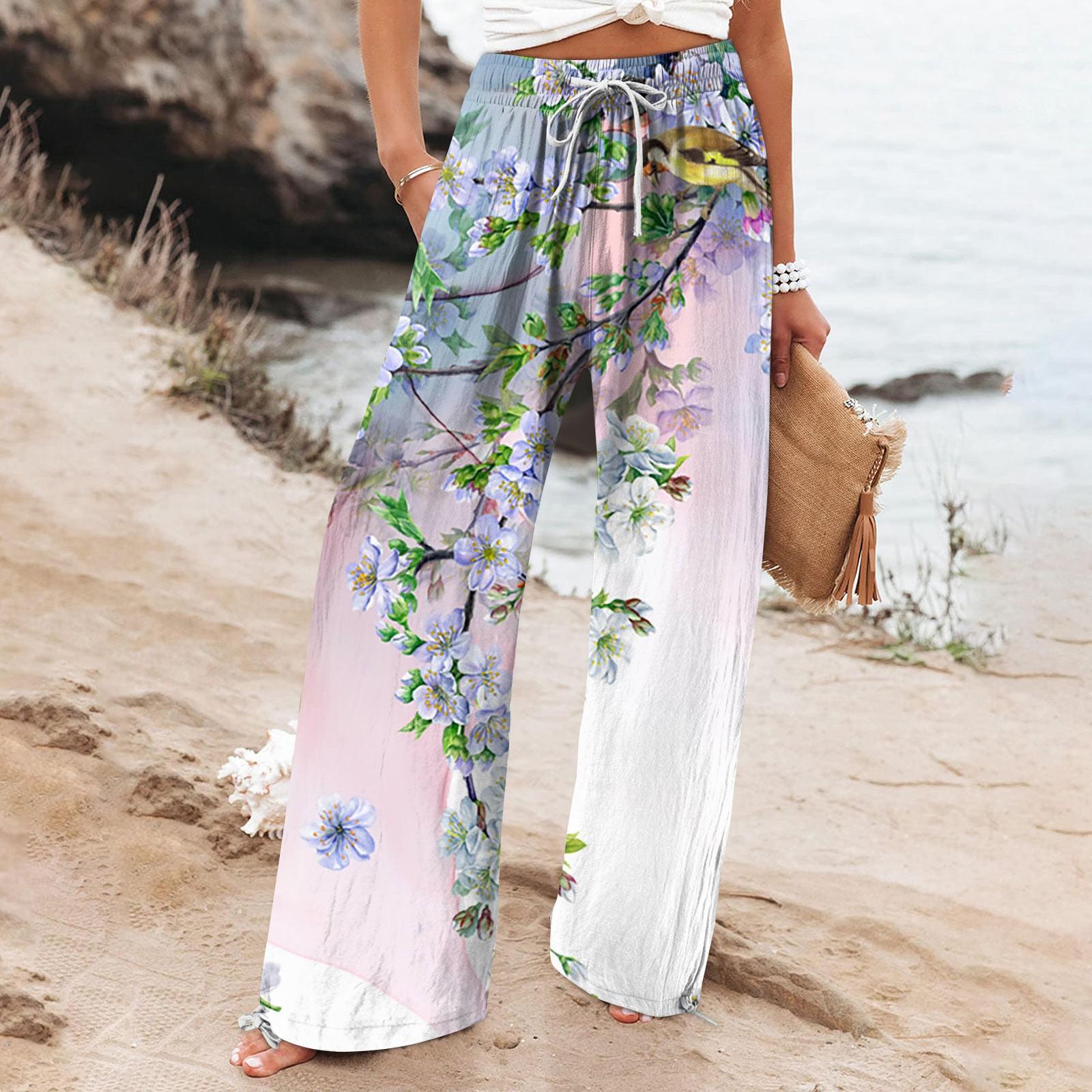 

Женские брюки, повседневные свободные брюки из хлопка и льна с высокой талией, широкие длинные брюки с карманами XXXL фиолетовый