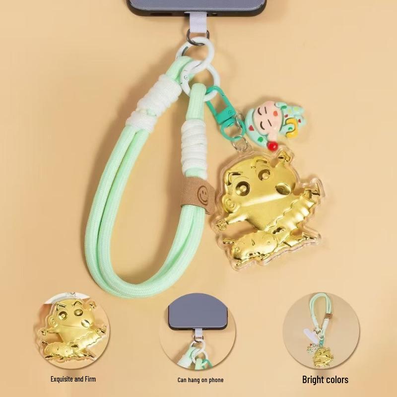 999 Pure Gold Crayon Shin-chan Phone Strap Keychain & Pendant Gift