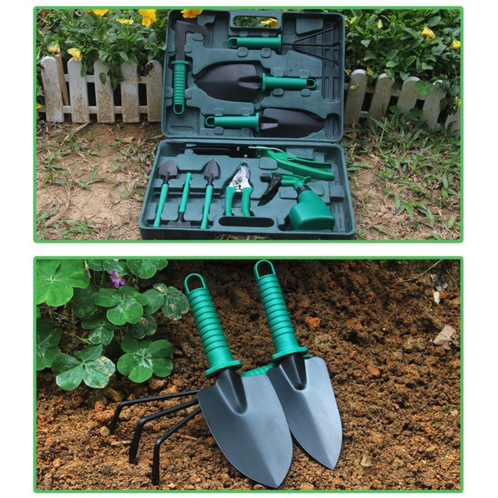 5/10Pcs Floral Print Horticultural Planting Tools Set Ergonomic Handle Rake Planting Garden Tools Kit Sprayer Non-Slip Grip
