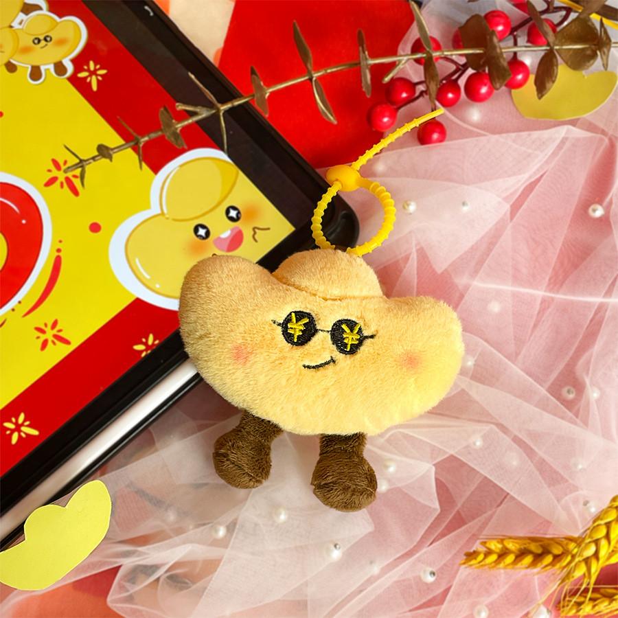 Plush Gold Ingot Doll Pendant Toy Keychain Backpack Decoration Pp Gift Cotton