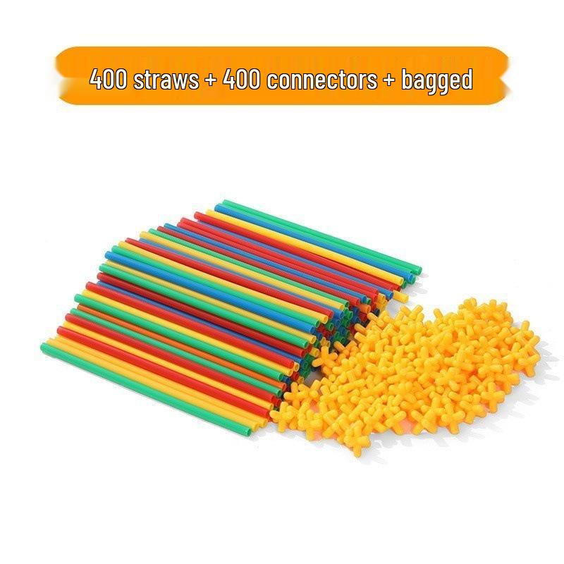 Children's Handmade Interlocking Straw Block House Toy Set